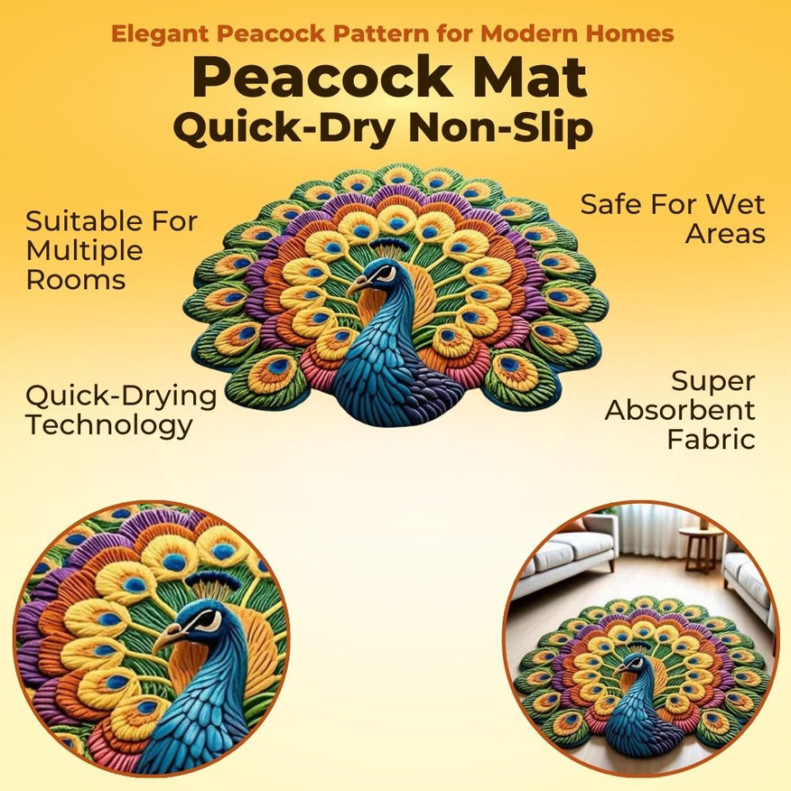 Imported 3D Peacock Mat Quick Dry Non Slip - Trending Item 🔥