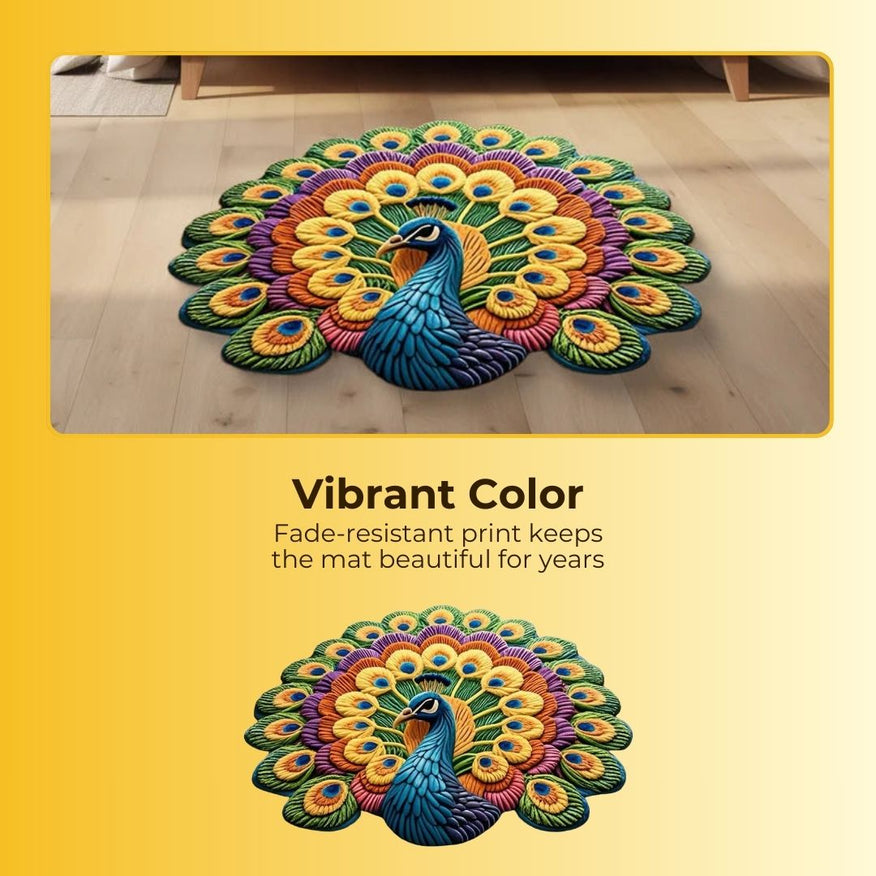 Imported 3D Peacock Mat Quick Dry Non Slip - Trending Item 🔥
