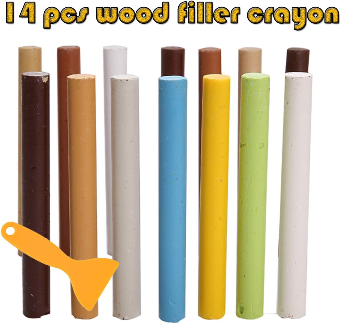 14 Colors Wood Filler Sticks with Scraper for Furniture, Floors, Tables