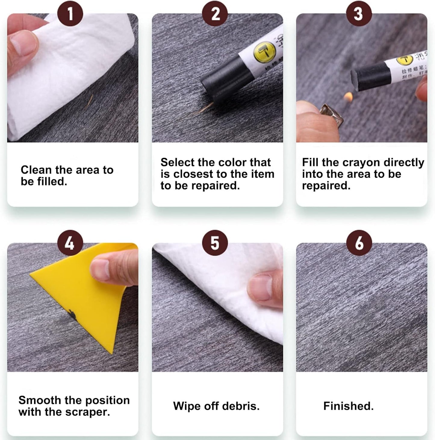 14 Colors Wood Filler Sticks with Scraper for Furniture, Floors, Tables