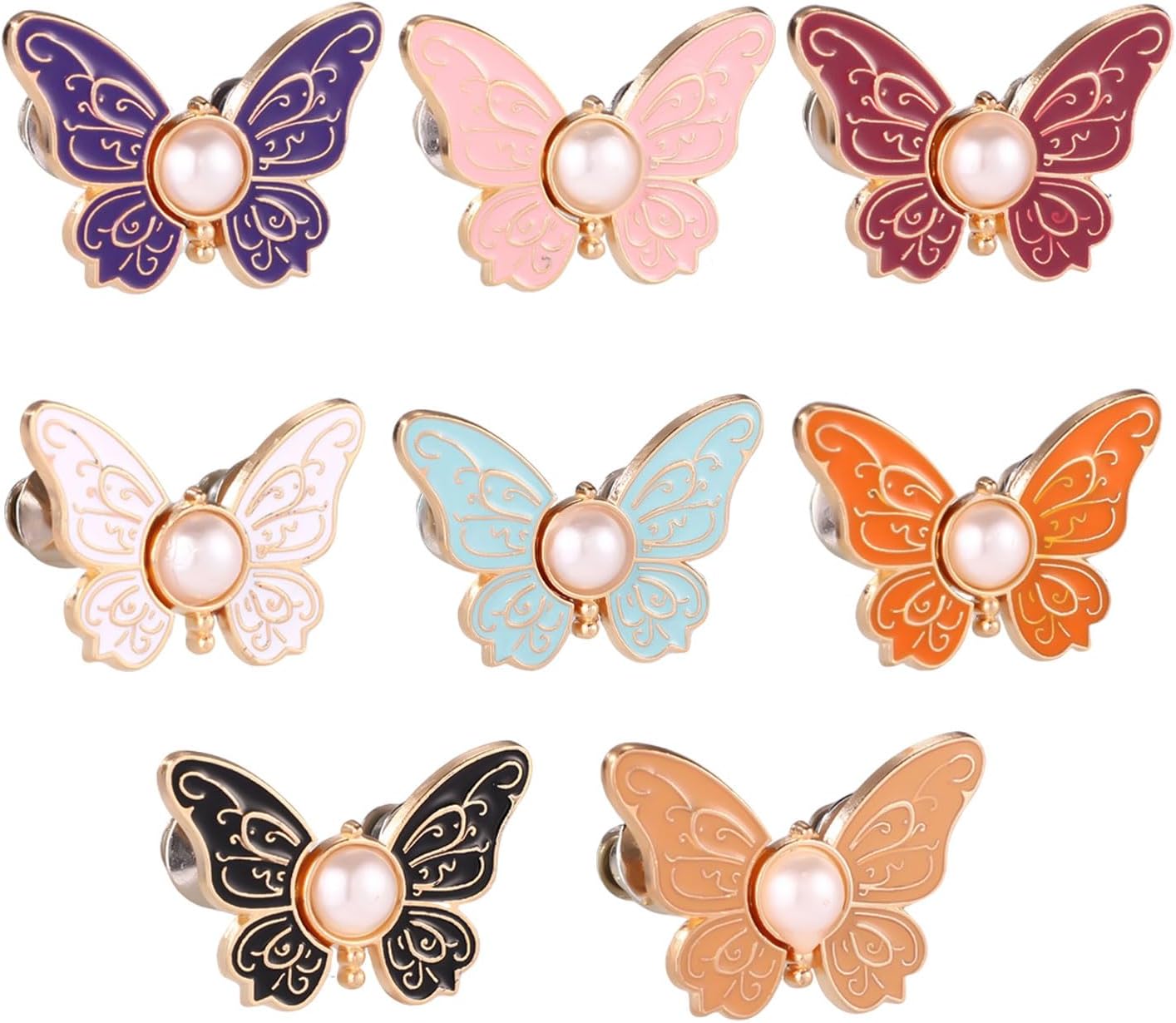 New Butterfly Pearl Brooch Pin Set for Women – Stylish Dress, Scarf & Hijab Accessory | Pack of 4, 8 & 12