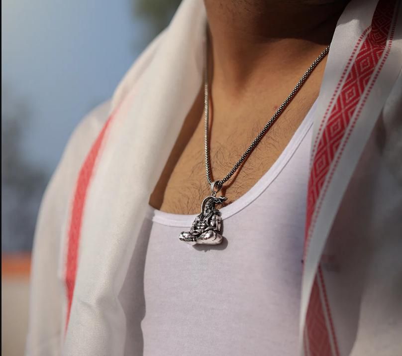Hanuman Silver Locket With Chain - trusted by 27,431+ People