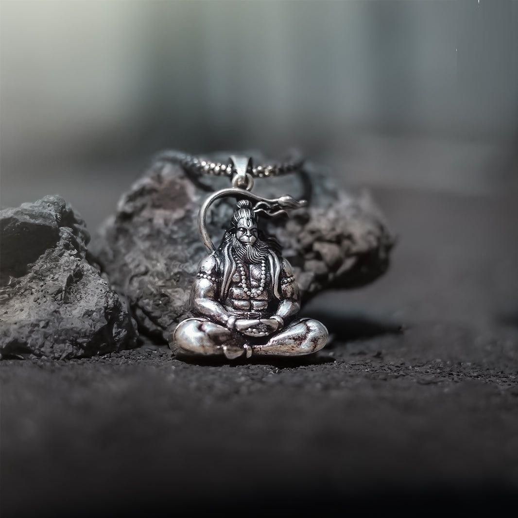 Hanuman Silver Locket With Chain - trusted by 27,431+ People