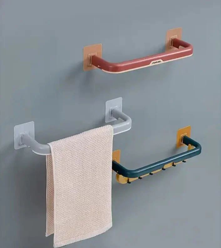 Double Layer Plastic Towel Rack with Hooks